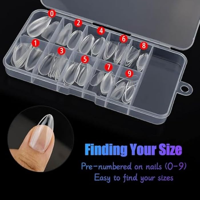 100 Pcs Clear False Nail Tips with Storage Case-Full Cover Coffin Nails in 10 Sizes for Nail Salons and DIY Nail Art-Long Lasting and Durable Artificial Fingernails for Glamorous Looks-clear - Image 3
